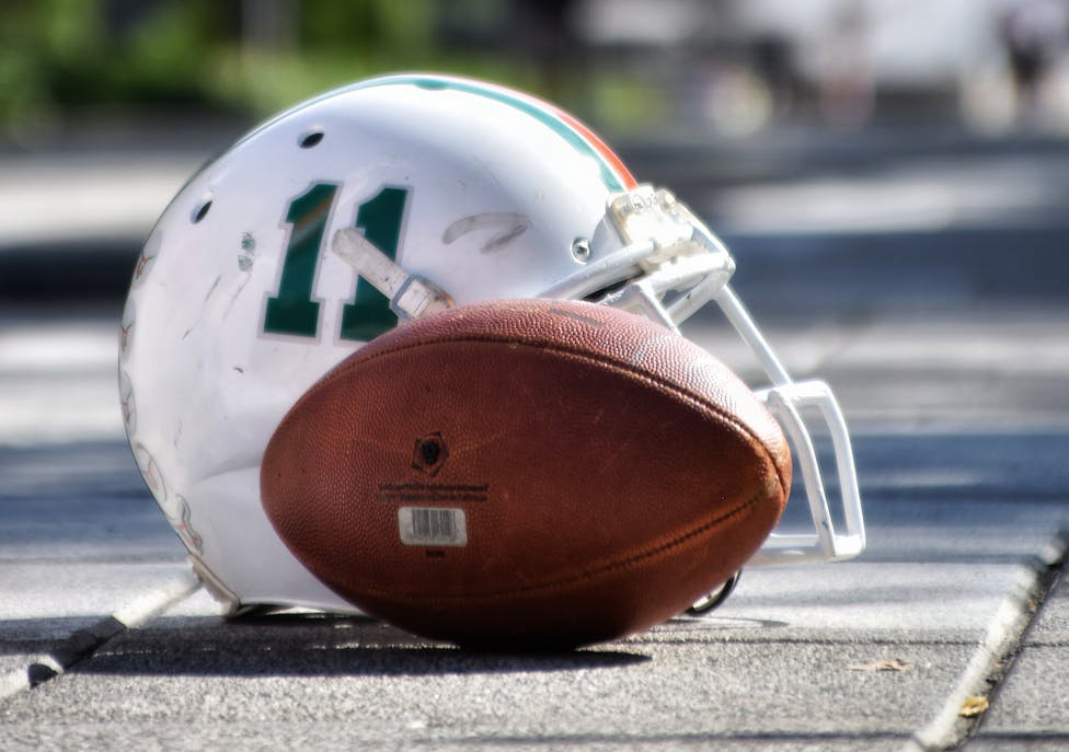 American Football Helmet Green Orange White